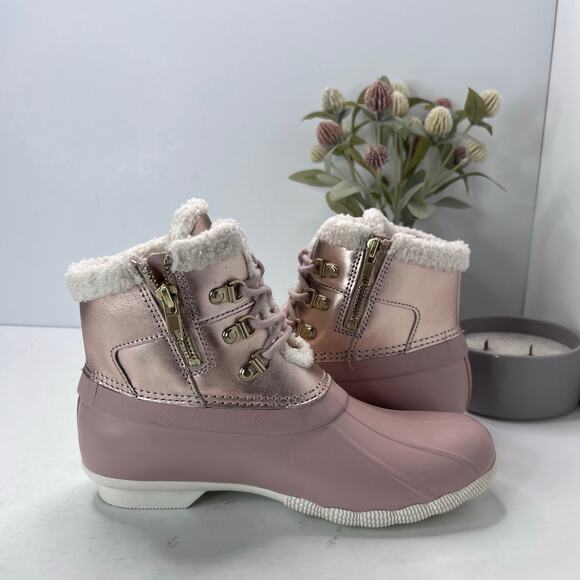 Sperry Saltwater Alpine Duck Boot Pink/Rose Gold Women 8 Microfleece Lining - Picture 6 of 9